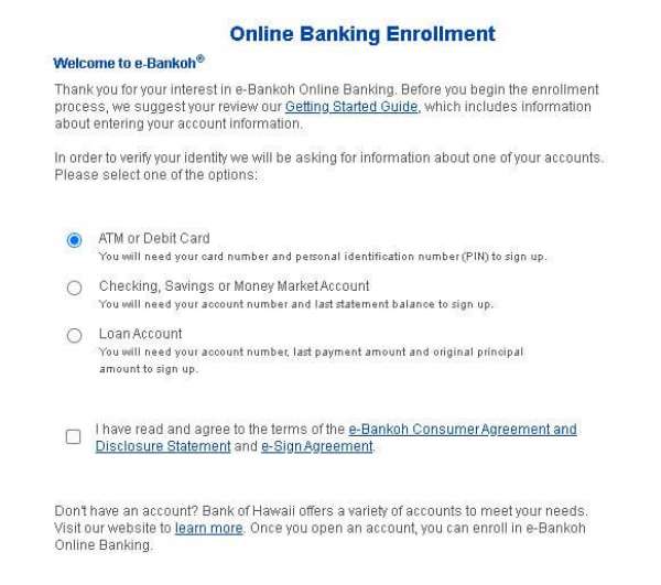 Bank Of Hawaii online banking enrollment