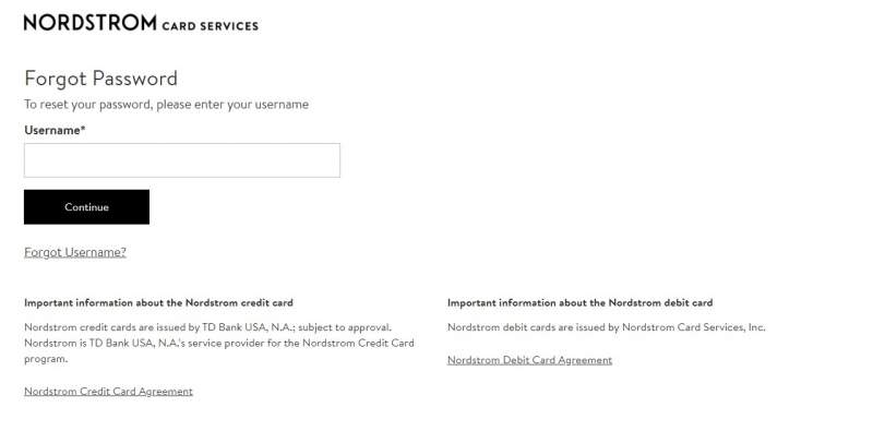 nordstrom card services forgot password