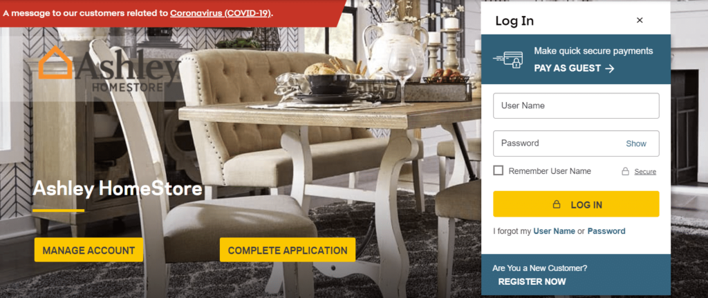 Ashley Furniture HomeStore Credit Card Login - Make Payment, Customer Services