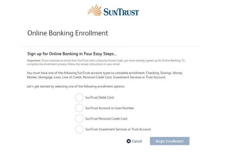 SunTrust Bank Online Banking SignUp