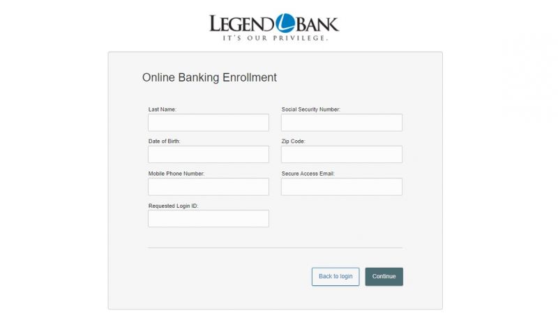 Legend Bank Enrollment